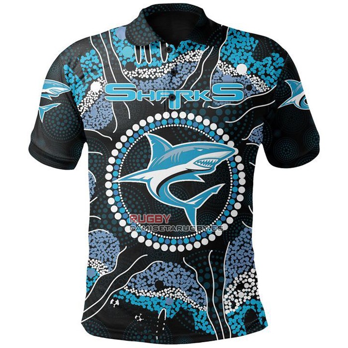 Camiseta Polo Cronulla Sutherland Sharks Rugby 2021 Indigena